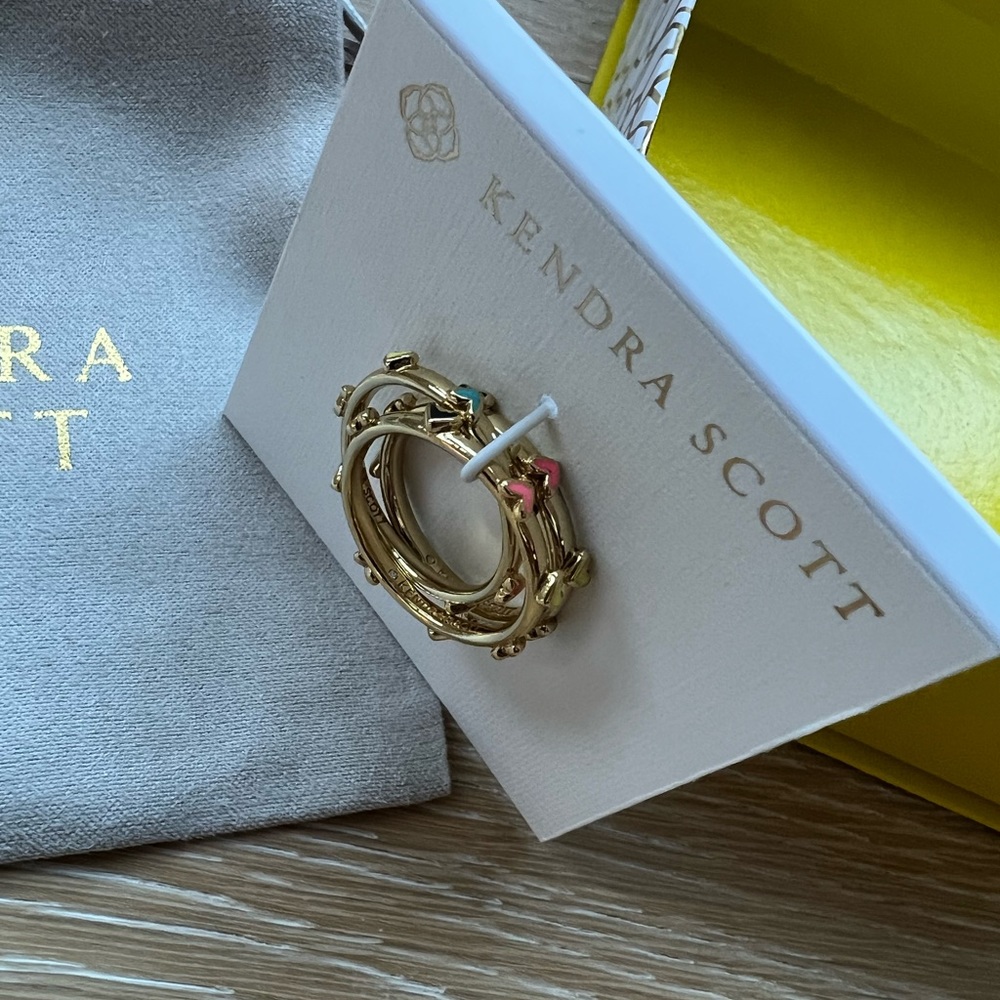 Kendra Scott Haven Heart Gold ring set in multi mix size 8